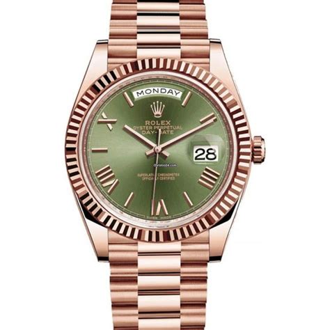 rolex day-date rose gold green dial price|Rolex rose gold 40mm president.